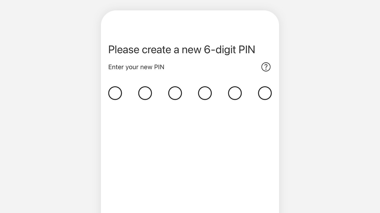 The screen on set your 6-digit PIN